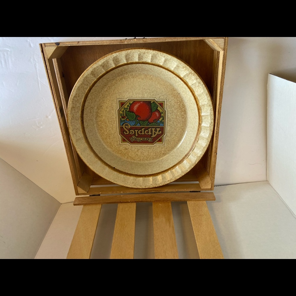 Apple pie dish in wooden box